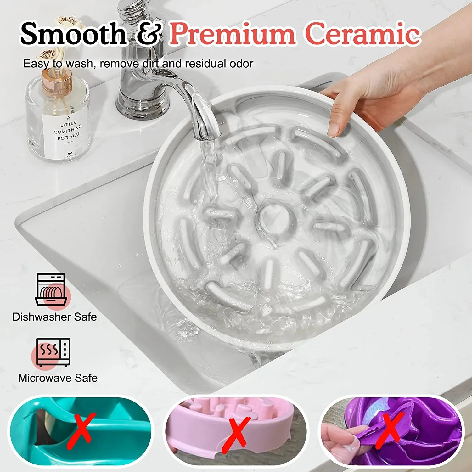 Anti-Slip Multi Groove ceramic dog bowl manufacturer