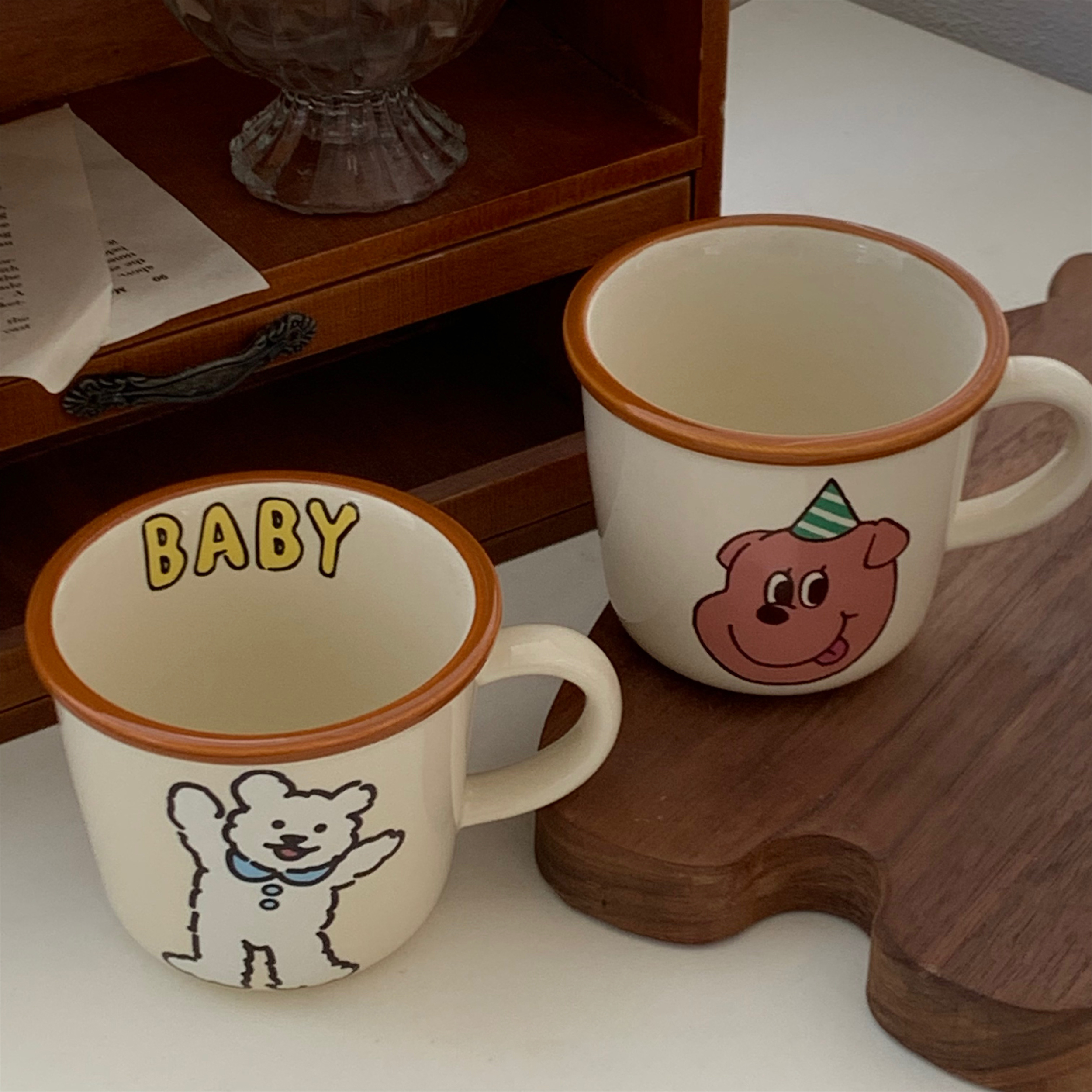Beige Cute Dog ceramic cafe cup manufacturer
