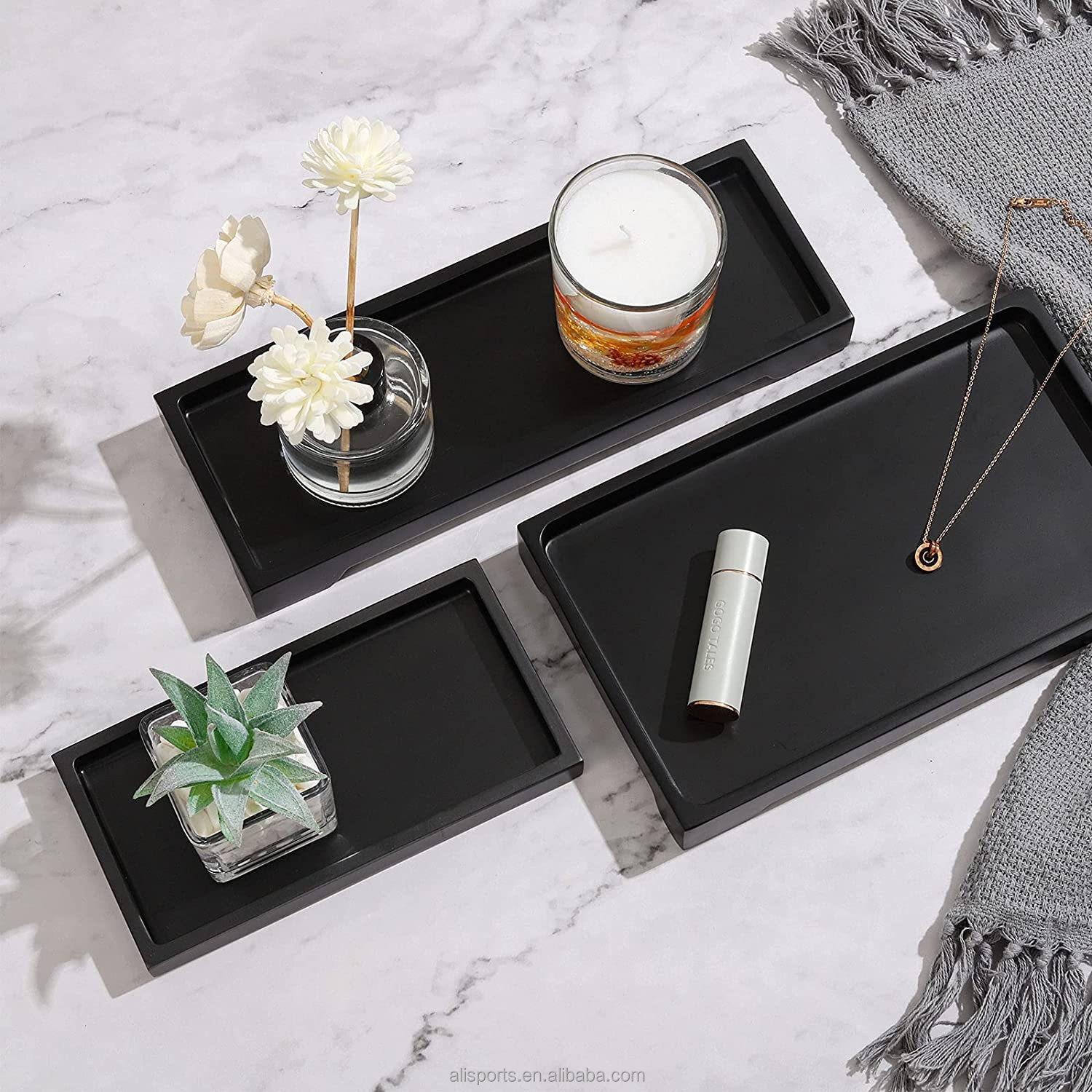 Matte Black Bathroom Cosmetics Tray Manufacturer