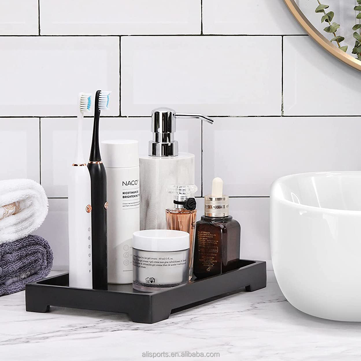 Matte Black Bathroom Cosmetics Tray Manufacturer