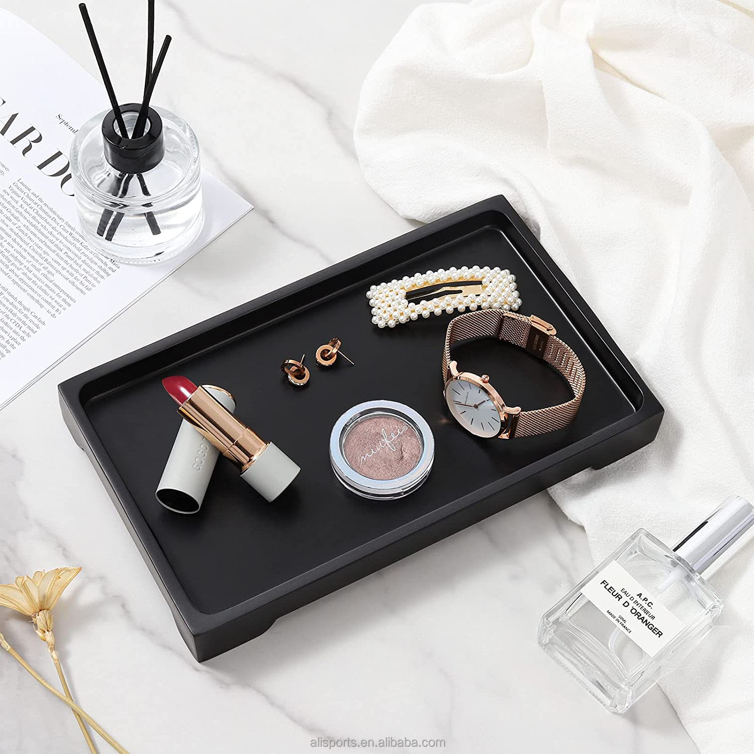 Matte Black Bathroom Cosmetics Tray Manufacturer