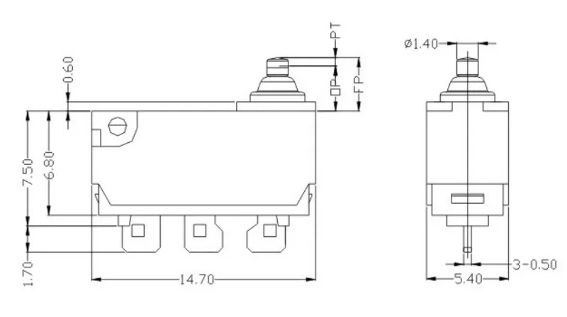 hermetically sealed push button switch drawing