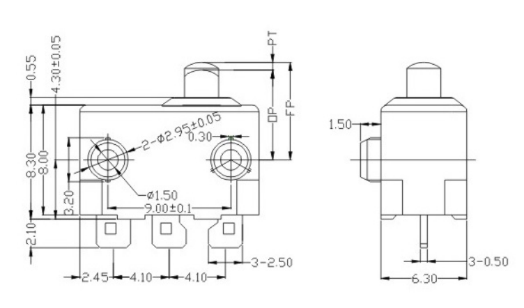 hermetically sealed push button switch drawing