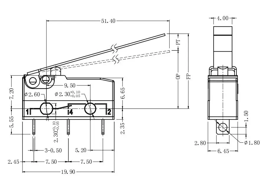 Dibujo de conmutador Micro IP40