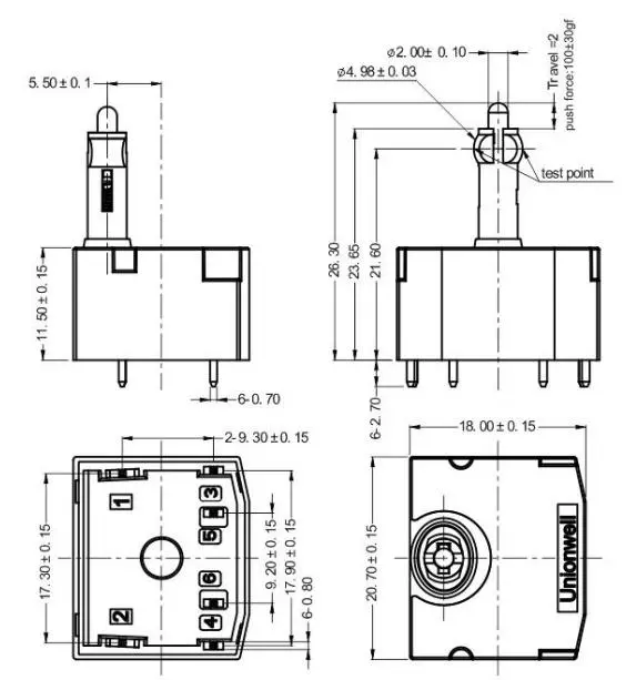 Unionwell汽车座椅调整微型开关