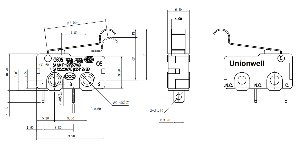 Unionwell miniature micro switch for household application