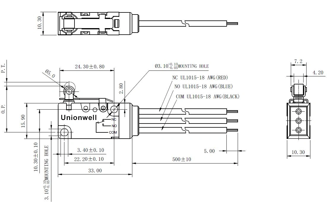 Unionwell waterproof micro switch with wires