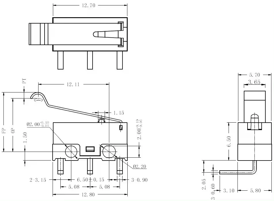 snap action micro switch drawing